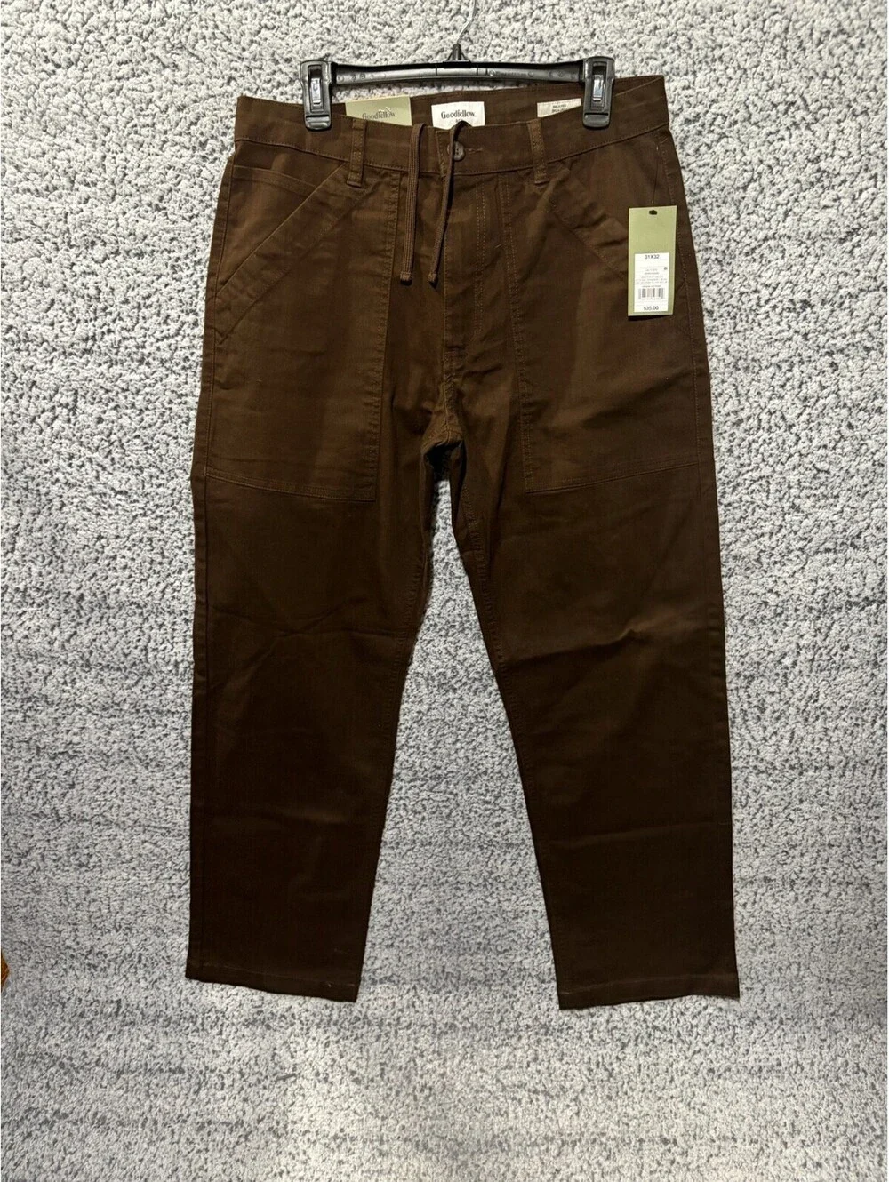 Goodfellow & Co Utility Straight Leg Pants Mens 31x32 Brown Cotton Mid Rise
